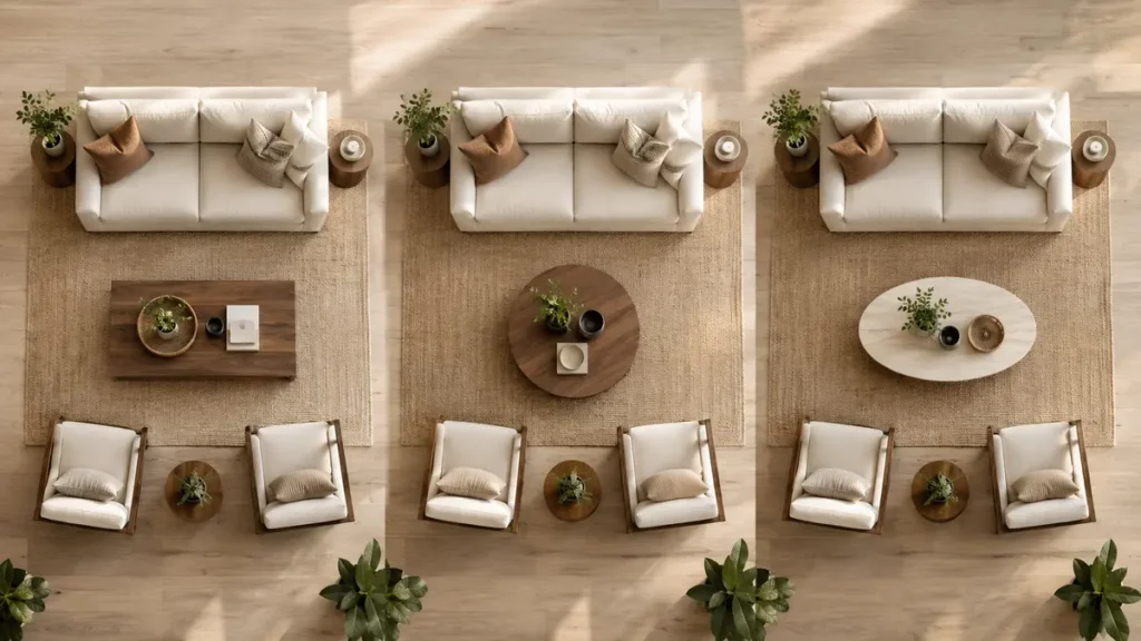 How to choose a coffee table by size shape and material